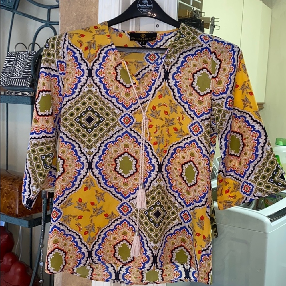 Print long sleeve blouse